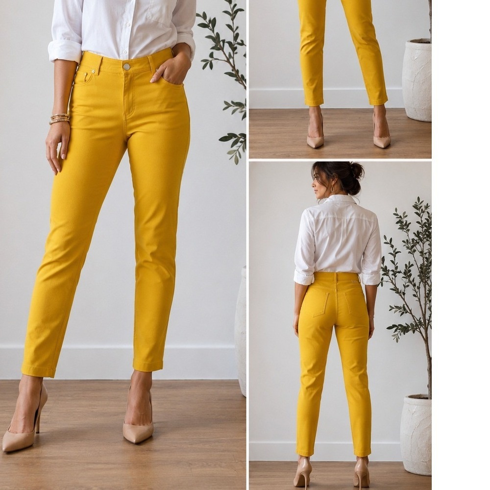 89th + Madison Womens Mustard Yellow Slim Leg Stretch Trousers Size 6 RN114186